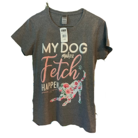 Woman’s size medium fitted T-shirt my dog makes fetch happen! New - Picture 1 of 6
